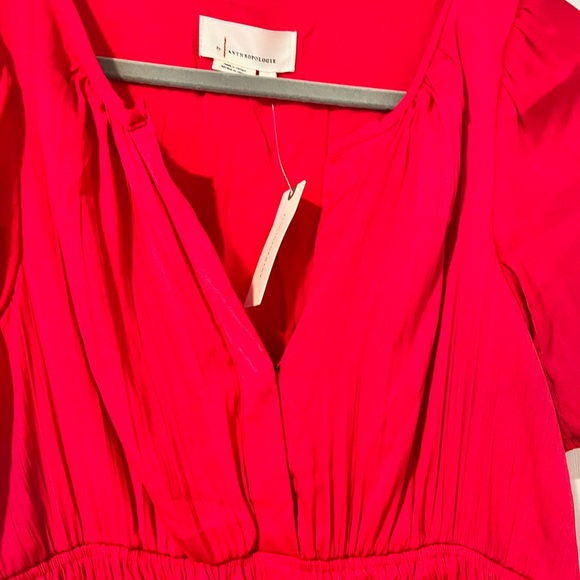 NWT Anthropologie Somerset Maxi Bright Pink Satiny Dress Sz M Pockets Flattering - Picture 11 of 14